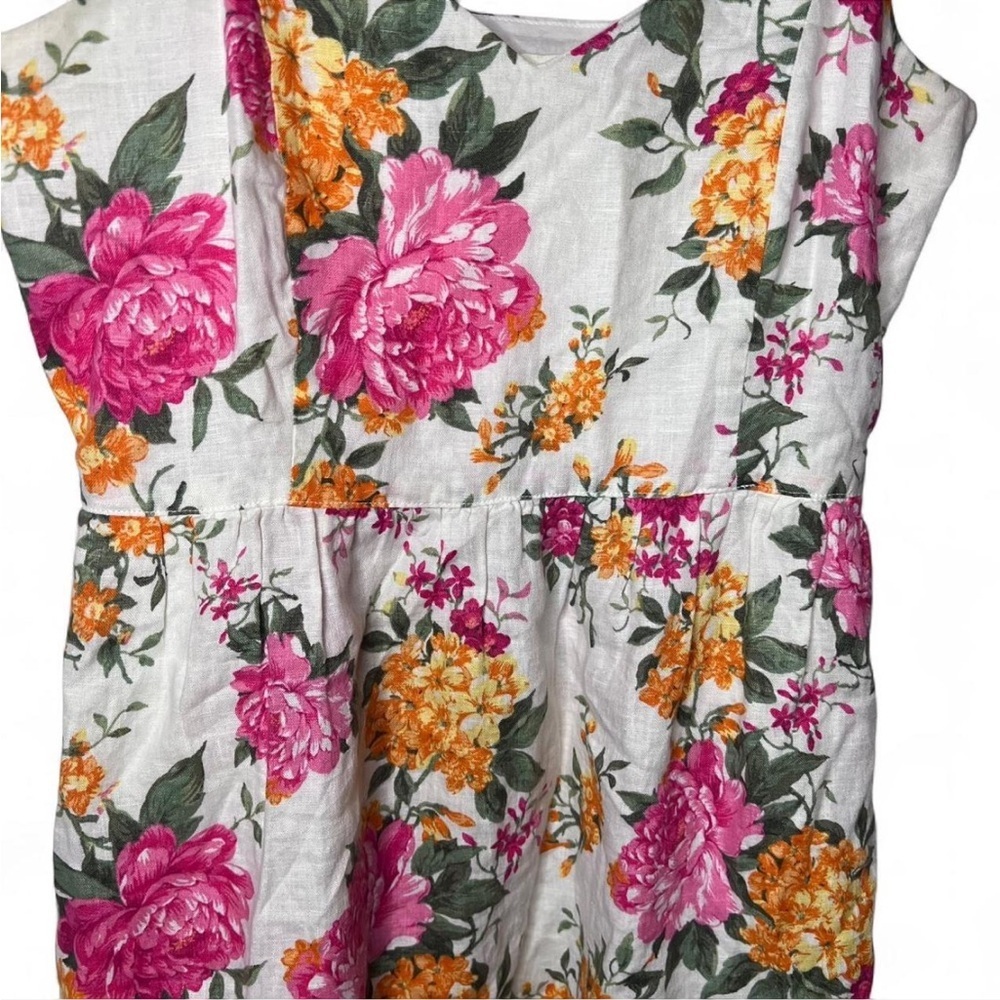 Cynthia Rowley 100% Linen Floral Midi Dress | Size 6 Cottagecore Summer - Picture 2 of 6
